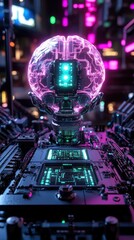 Poster - A futuristic concept showcasing a glowing digital representation of a brain