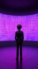 Poster - Person Staring At A Digital Display Screen With Complex Lines