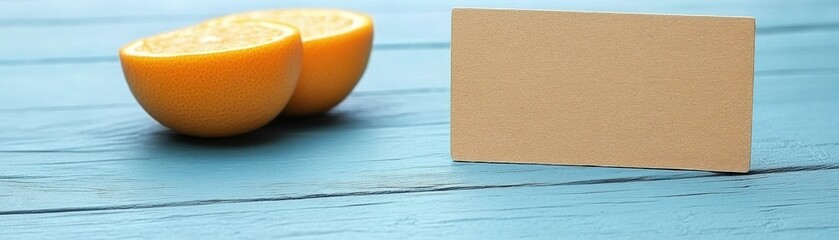Poster - Two sliced citrus fruits beside a blank rectangular sign