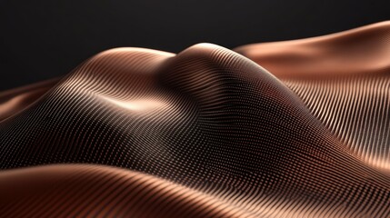 Poster - Wavy textured surface with copper color and a dark background