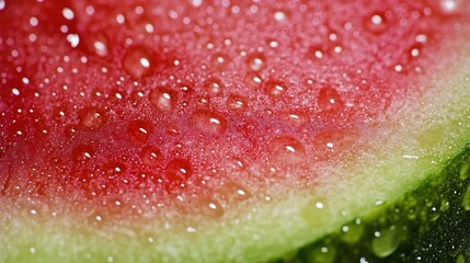 Poster - A close up view shows a wet slice of red watermelon