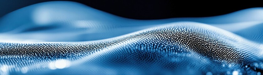 Poster - Abstract wavy blue dotted background with blurry depth of field