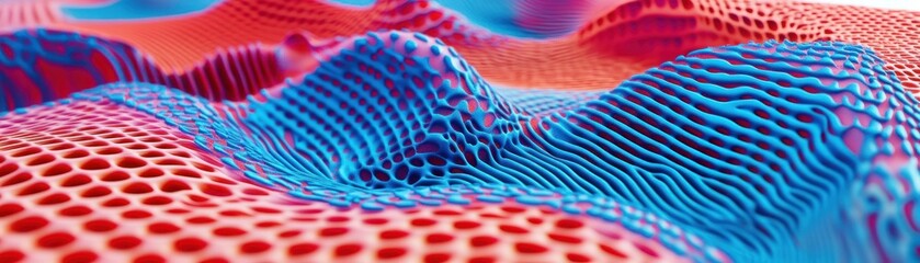 Poster - Abstract digital rendering showcases colorful curved surfaces with various textures