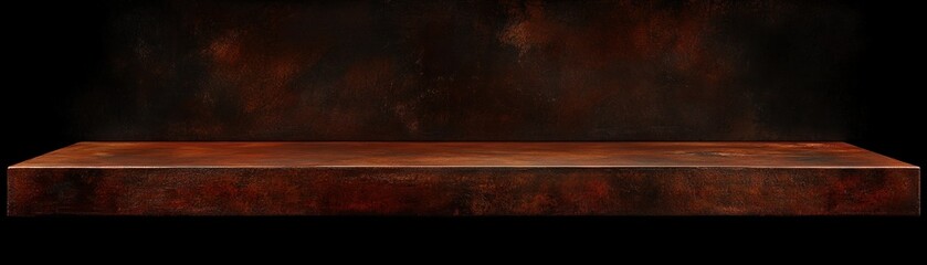 Aufkleber - A rustic wooden shelf displays against a dark abstract background
