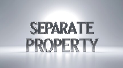 Poster - Metallic text design featuring the words Separate Property against a minimalist background