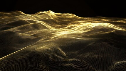 Poster - Abstract rendering of glowing textured waves in dark background space