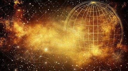 Poster - A Golden Globe Surrounded By A Complex Network Of Dots