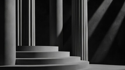 Poster - Architectural Steps Pillars And Light Create A Dramatic Composition