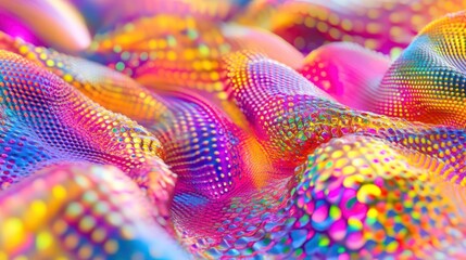 Poster - Abstract rendered colorful undulating surface with dot and wave patterns