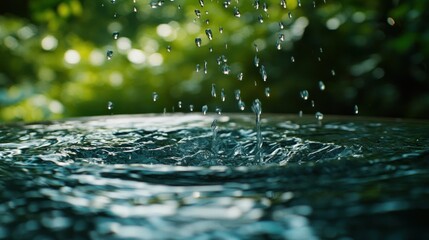 Poster - Water droplets falling into a body of liquid water