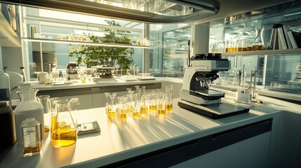 Poster - A bright modern laboratory filled with science equipment and supplies