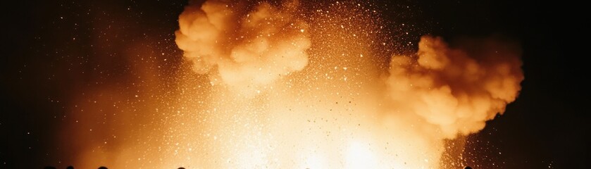 Poster - A bright exploding pyrotechnic display shows light and motion in the dark