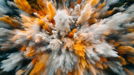 Aufkleber - A colorful cloud explosion expanding outward in all directions vividly