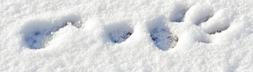 Poster - Footprints imprinted on fresh white snow creating a pattern