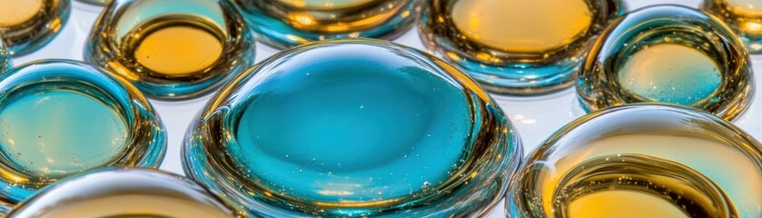 Poster - Close up shot of multiple colorful glass ornaments in a row