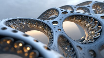 Poster - An abstract image depicts interconnected organic silver structures and light