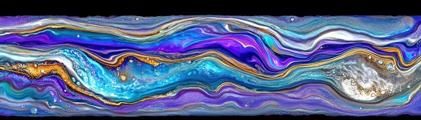 Poster - Colorful flowing abstract pattern depicting vibrant paint movement details