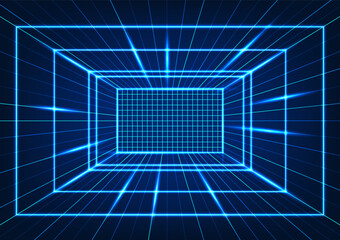 Fototapete - Technology background, square shape, arranged in a grid, conveying access to digital database through the network, vector illustration, poster, wallpaper.