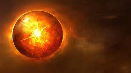 Poster - A luminous orb of fire glows with bright intensity