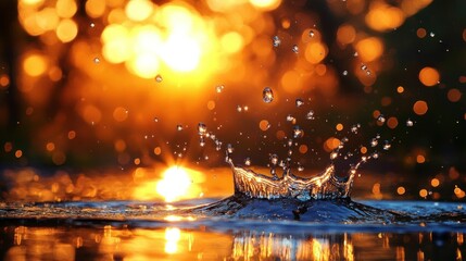Aufkleber - Dramatic capture of a water droplet crown splash in the sunlight