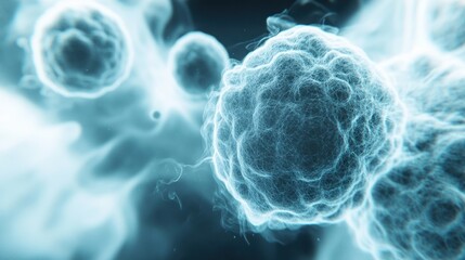 Poster - These spherical structures resemble microscopic entities floating in a field