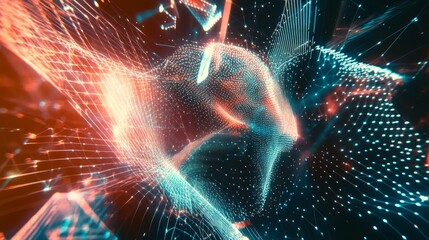 Fototapete - Exploring abstract geometric patterns digital space graphic art virtual environment aerial view data visualization