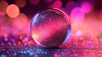 Poster - A Clear Sphere Reflecting Light And Glitter Across The Surface