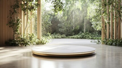 Aufkleber - Wooden structure framing a presentation platform surrounded by nature