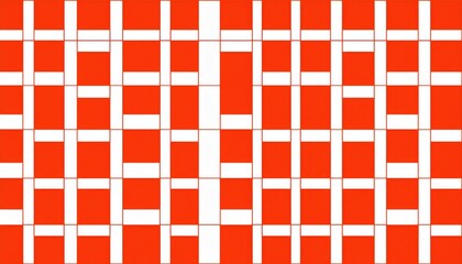 Poster - abstract red and white geometric checkered pattern with irregular pixel like distortions, modern digital art background
