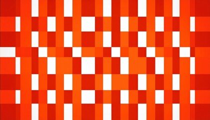 Poster - abstract red and white geometric checkered pattern with irregular pixel like distortions, modern digital art background