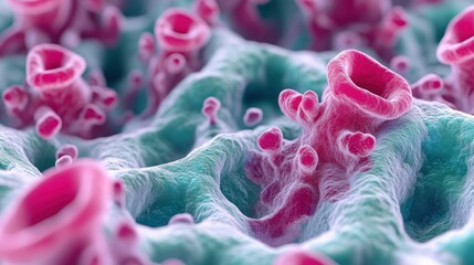 Poster - Microscopic cellular structures exhibit details of a biological system in focus