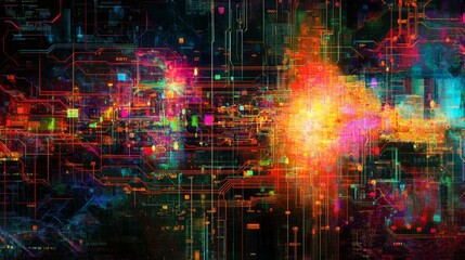 Poster - Visualizing machine learning in gigapixels abstract art digital realm conceptual display technology infusion
