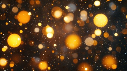 Aufkleber - Abstract bokeh background featuring glowing golden circles and specks
