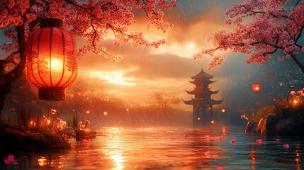 Wall Mural - fire in the water