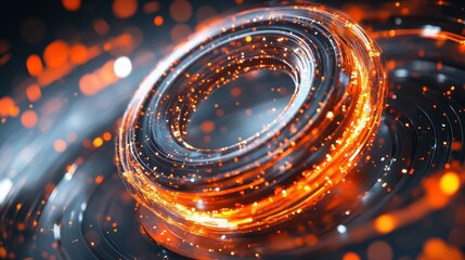 Poster - Illuminated concentric circles display vibrant orange and white light effects