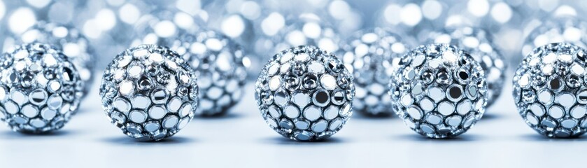 Poster - Decorative spherical objects covered in many mirrored circular components