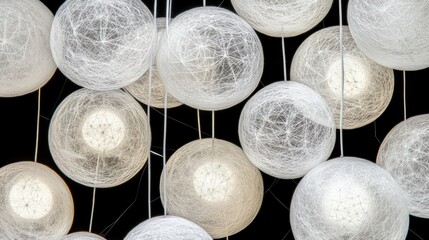 Poster - Decorative light fixtures made with hanging string sphere globes