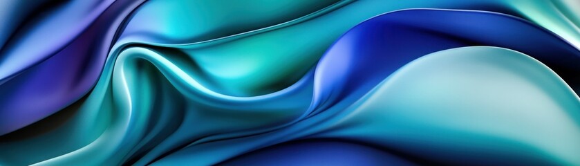 Poster - Abstract image of smooth flowing colors in teal and blue