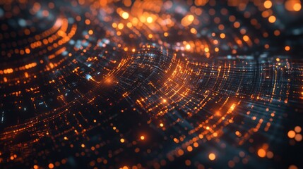 Poster - Abstract depiction of an illuminated digital network grid