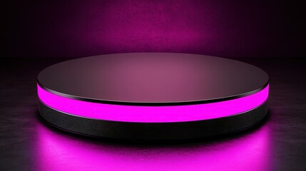 Poster - A Modern Circular Stage Illuminated With Bright Pink Lighting