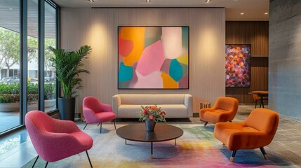 Poster - Explore abstract lounge area art gallery gigapixel image vibrant environment artistic viewpoint