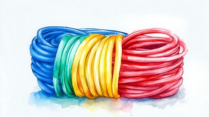 Poster - Colorful Rolled Tubes Watercolor Painting