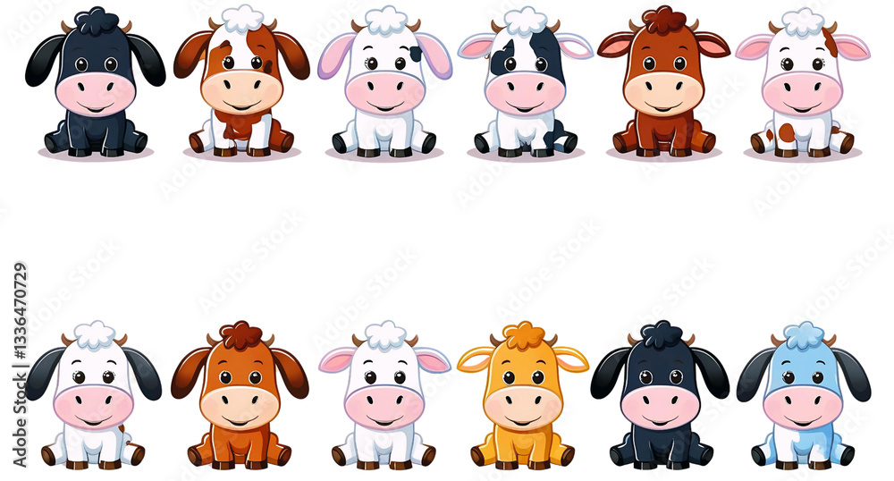 Cute cartoon animal vector set featuring funny dog, cat, lion, and pig characters