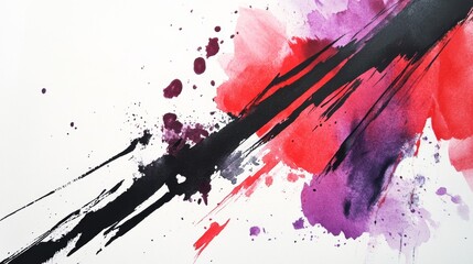 Poster - Create bold abstract watercolor artwork online studio digital art creative space artist's perspective vibrant red and purple theme