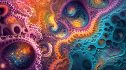 Poster - Creating intricate fractal designs digital studio gigapixel art virtual environment close-up view vibrant glowing concepts