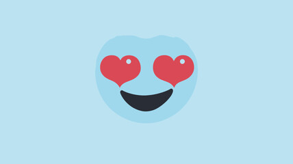 Poster - Smiling Face With Heart Eyes Emoticon Vector - Expressing Love Happiness Emoji Illustration | Flat Emoticon Design For Digital Communication