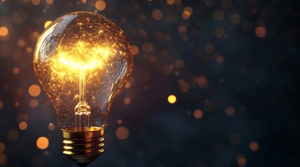 Poster - Illuminated light bulb metaphor digital art showcase online gallery virtual space eye-level conceptual visualization