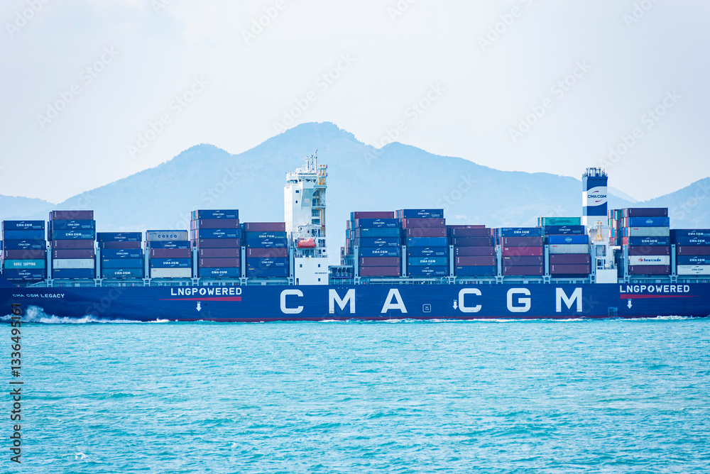 Busan, South Korea - large cargo ship, LNG powered, CMA CGM LEGACY ...