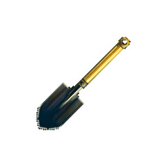 Poster - Garden shovel tool icon. Bayonet shovel for vector. Pixel garden shovel for vegetable garden. Shovel with short handle. Garden equipment shovel vector. Vector icon style 80s.
