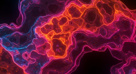 Poster - A colorful, abstract image of a glowing, pulsating line of red and blue